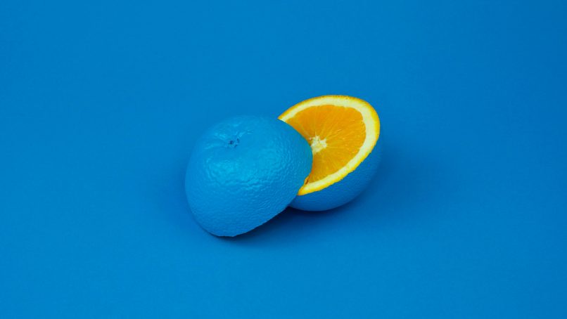 blue lemon sliced into two halves