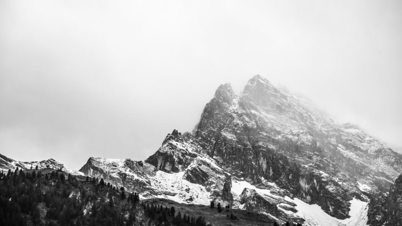 top view of snowy mountain