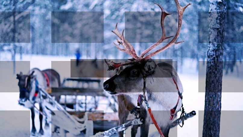 reindeer pulling sled — Samsung Frame TV art