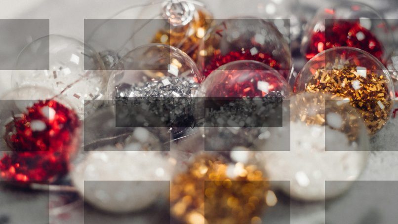 red, gold, white, and silver decorations — Samsung Frame TV art