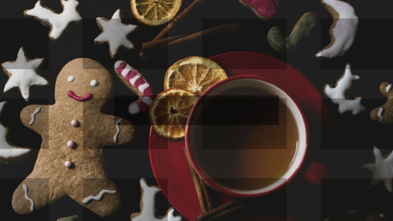 a cup of tea and some cookies on a table — Samsung Frame TV art