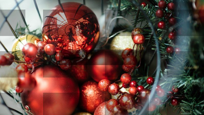 closeup photo of Christmas baubles — Samsung Frame TV art