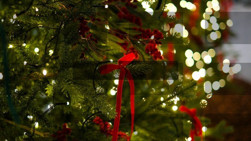 A close up of a christmas tree with lights — Samsung Frame TV art