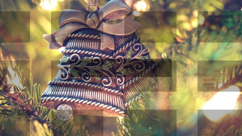 brown bell hanging on christmas tree — Samsung Frame TV art