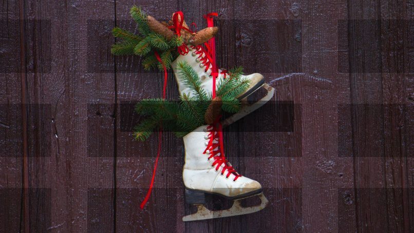 pair of white ice skates wall decorations — Samsung Frame TV art