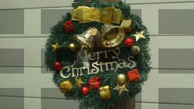 A christmas wreath with bells and ornaments — Samsung Frame TV art