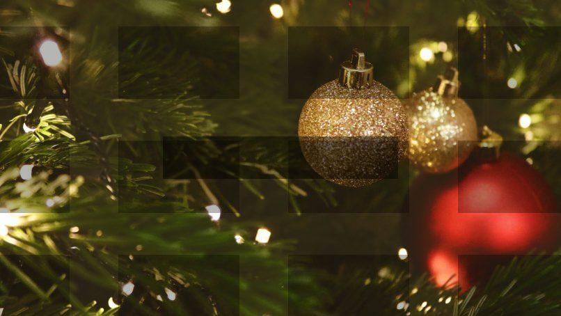selective focus photo of red and gold baubles — Samsung Frame TV art