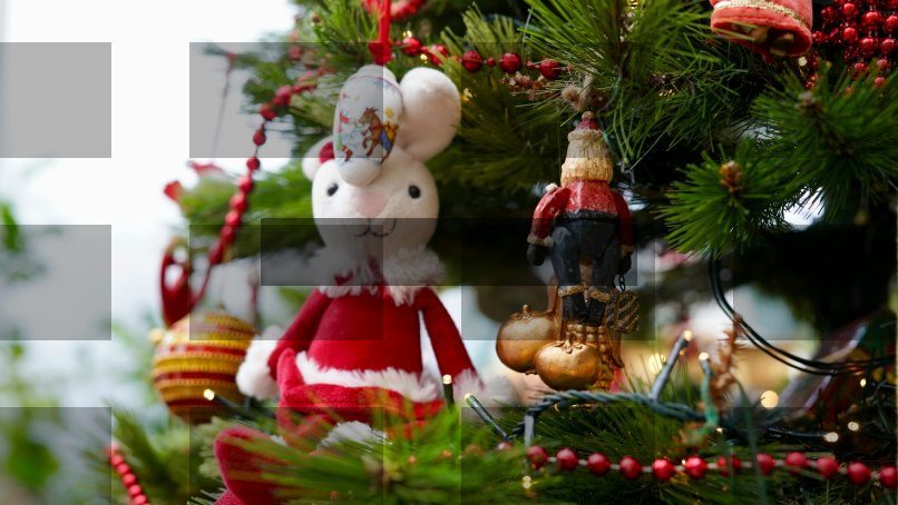 white and red rabbit plush toy ornament — Samsung Frame TV art