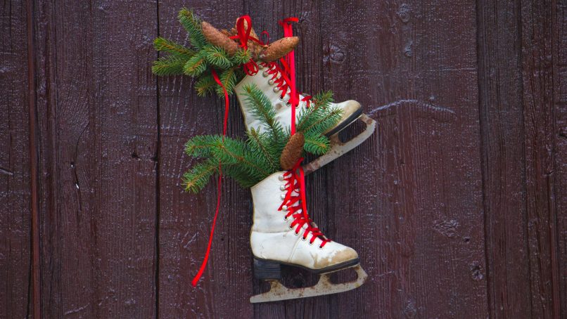 pair of white ice skates wall decorations