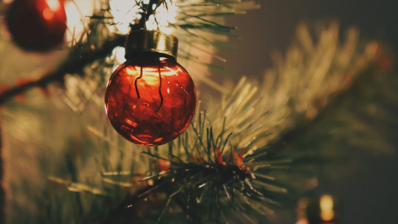 red baubles on tree