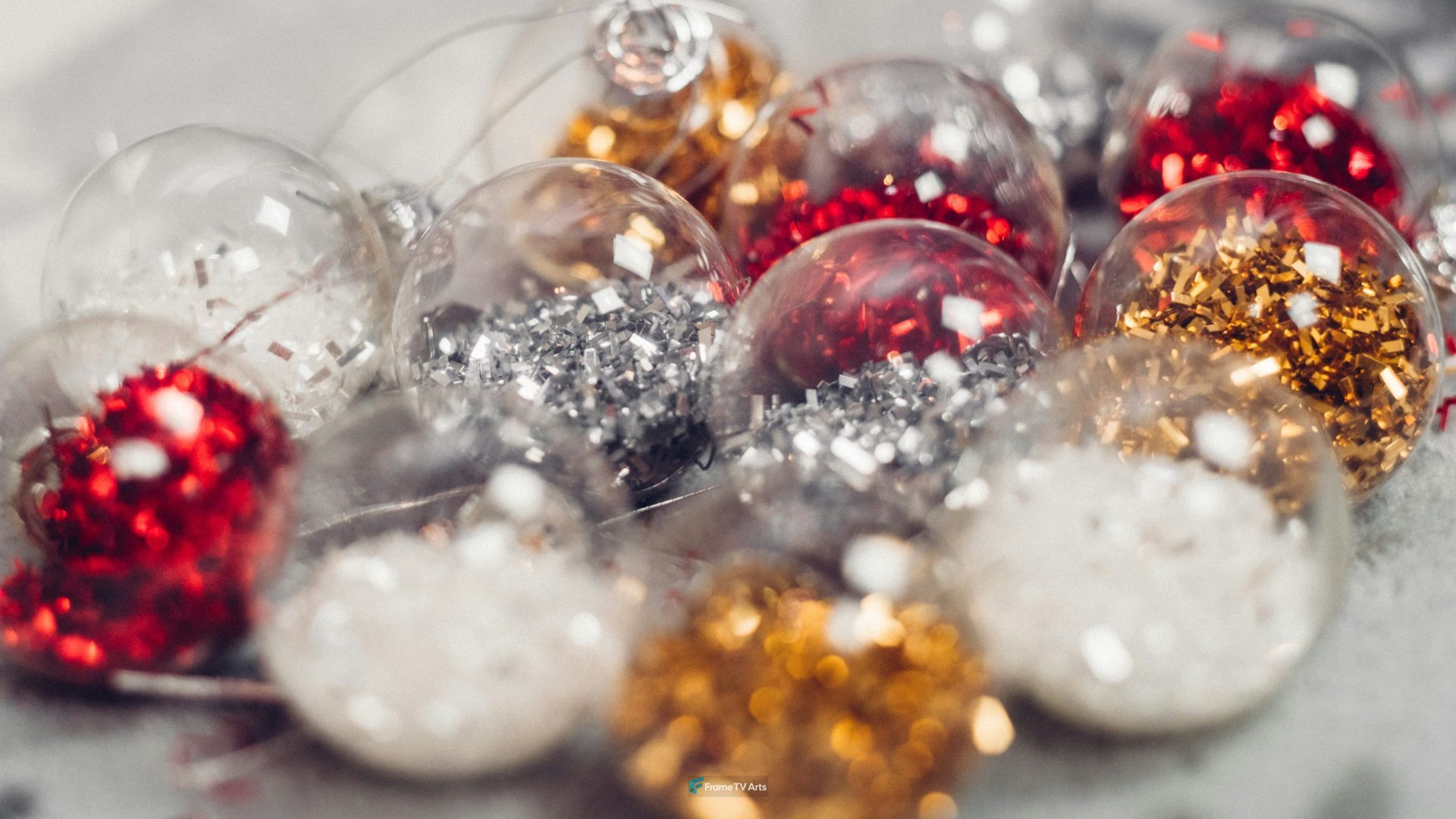 red, gold, white, and silver decorations — Samsung Frame TV art