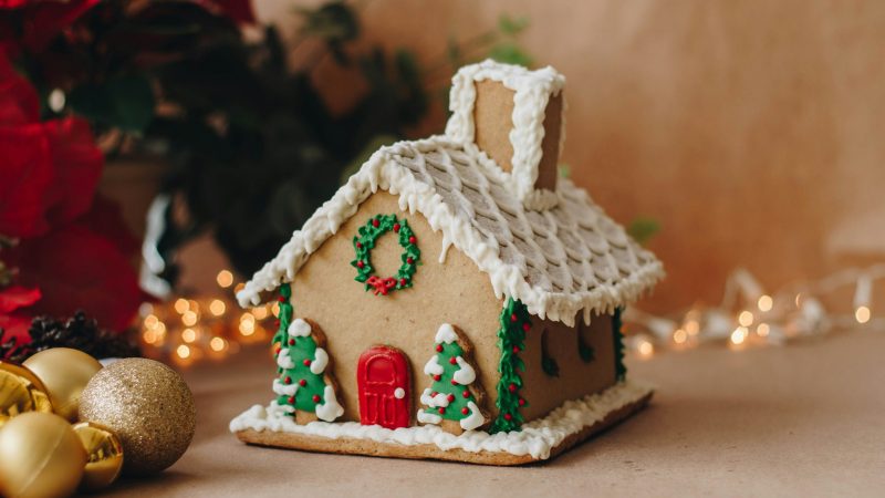 a gingerbread house decorated with christmas decorations — Samsung Frame TV art