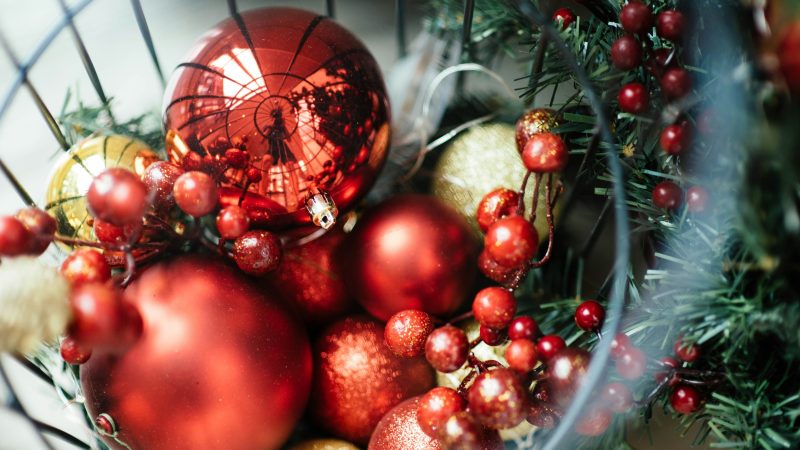 closeup photo of Christmas baubles — Samsung Frame TV art