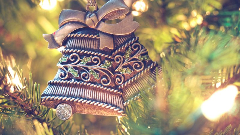 brown bell hanging on christmas tree — Samsung Frame TV art