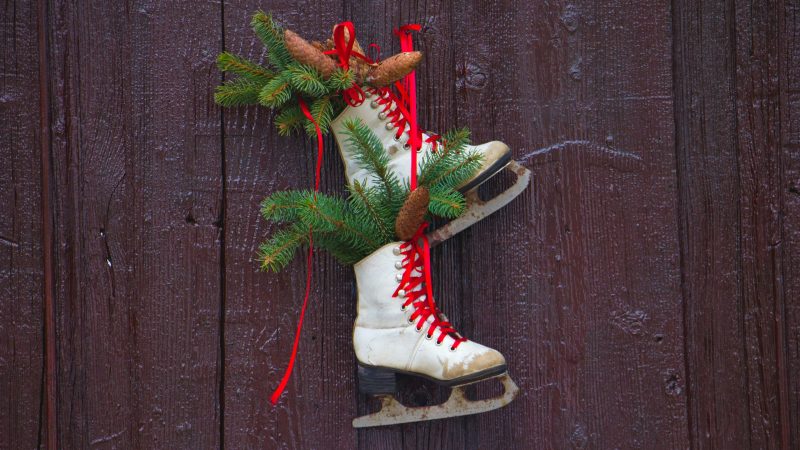 pair of white ice skates wall decorations — Samsung Frame TV art