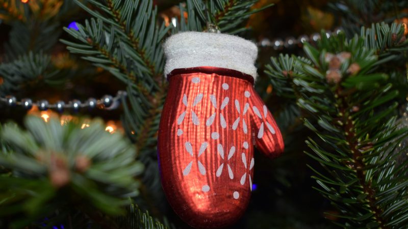 a close up of a christmas ornament on a tree — Samsung Frame TV art