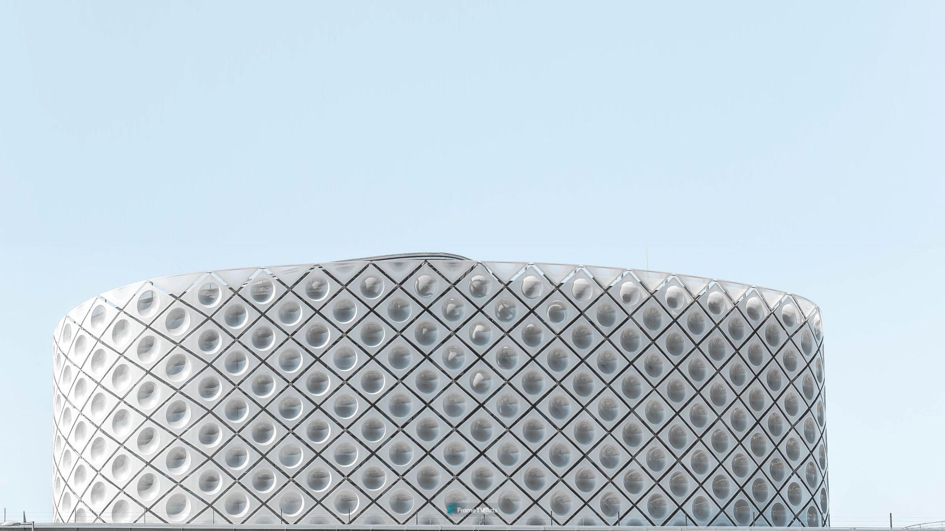 Large White Building With Circular Design — Samsung Frame TV art