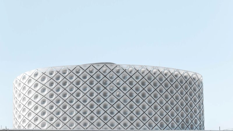 Large White Building With Circular Design — Samsung Frame TV art
