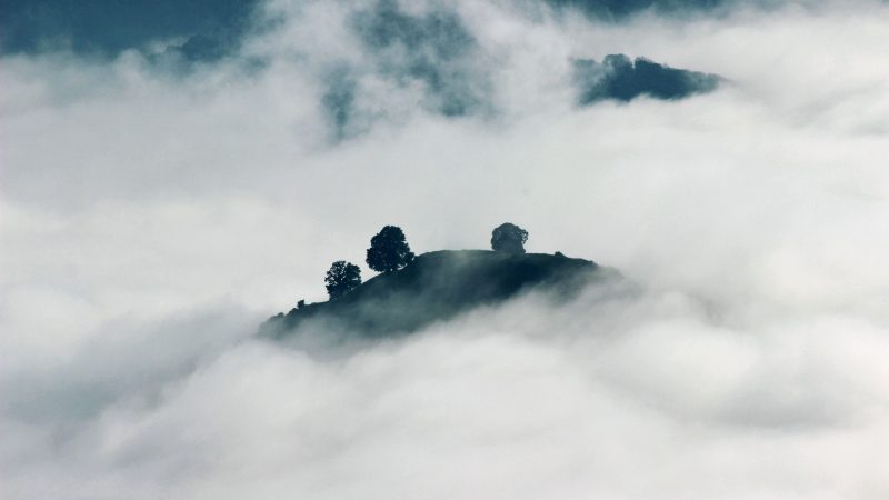 Passing clouds engulf a mountain — Samsung Frame TV art