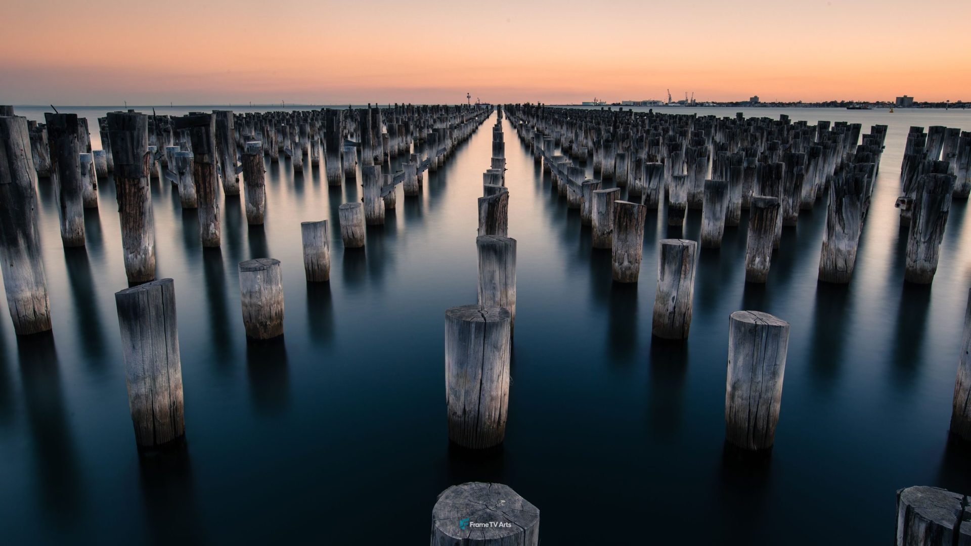 Wooden poles in sea — Samsung Frame TV art