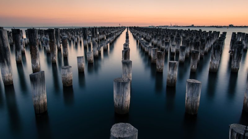Wooden poles in sea — Samsung Frame TV art