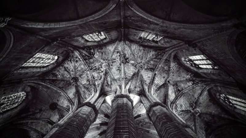 Black and white view of Church Pillar from Below — Samsung Frame TV art