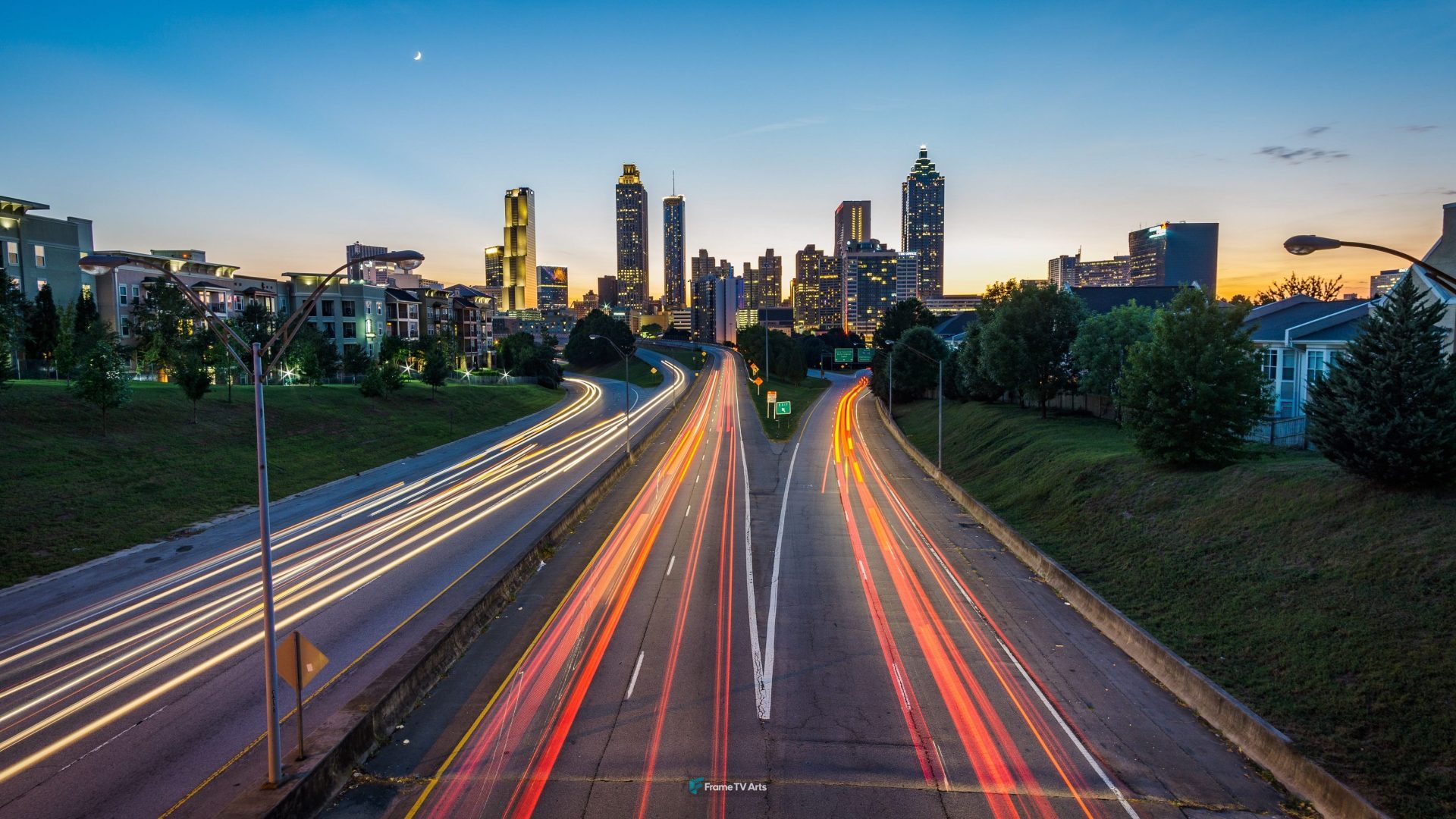 Colorful light trails on roads — Samsung Frame TV art