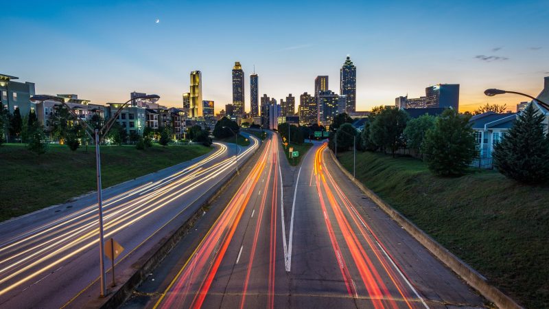 Colorful light trails on roads — Samsung Frame TV art