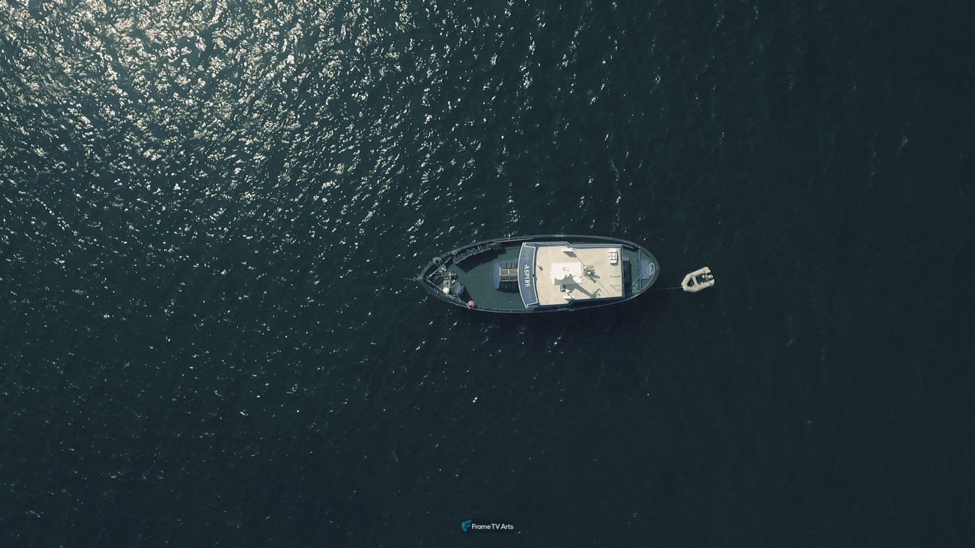 Boat in Sea from Above — Samsung Frame TV art