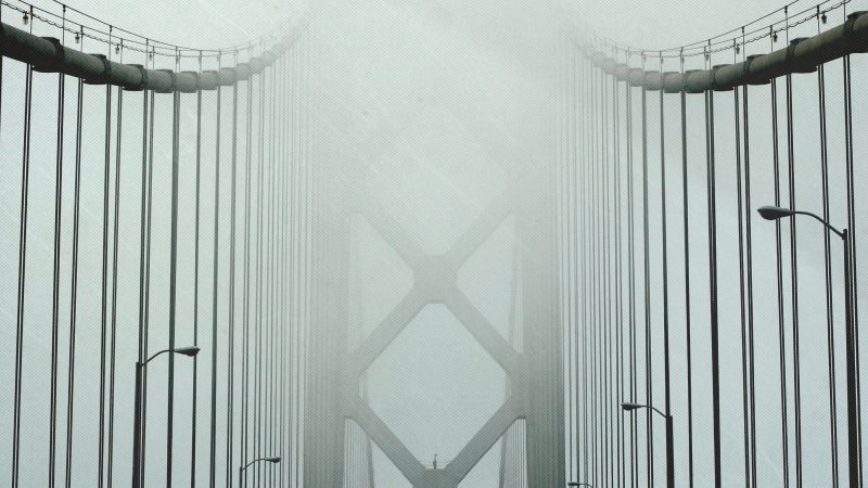 San Francisco Oakland Bay Bridge in fog — Samsung Frame TV art