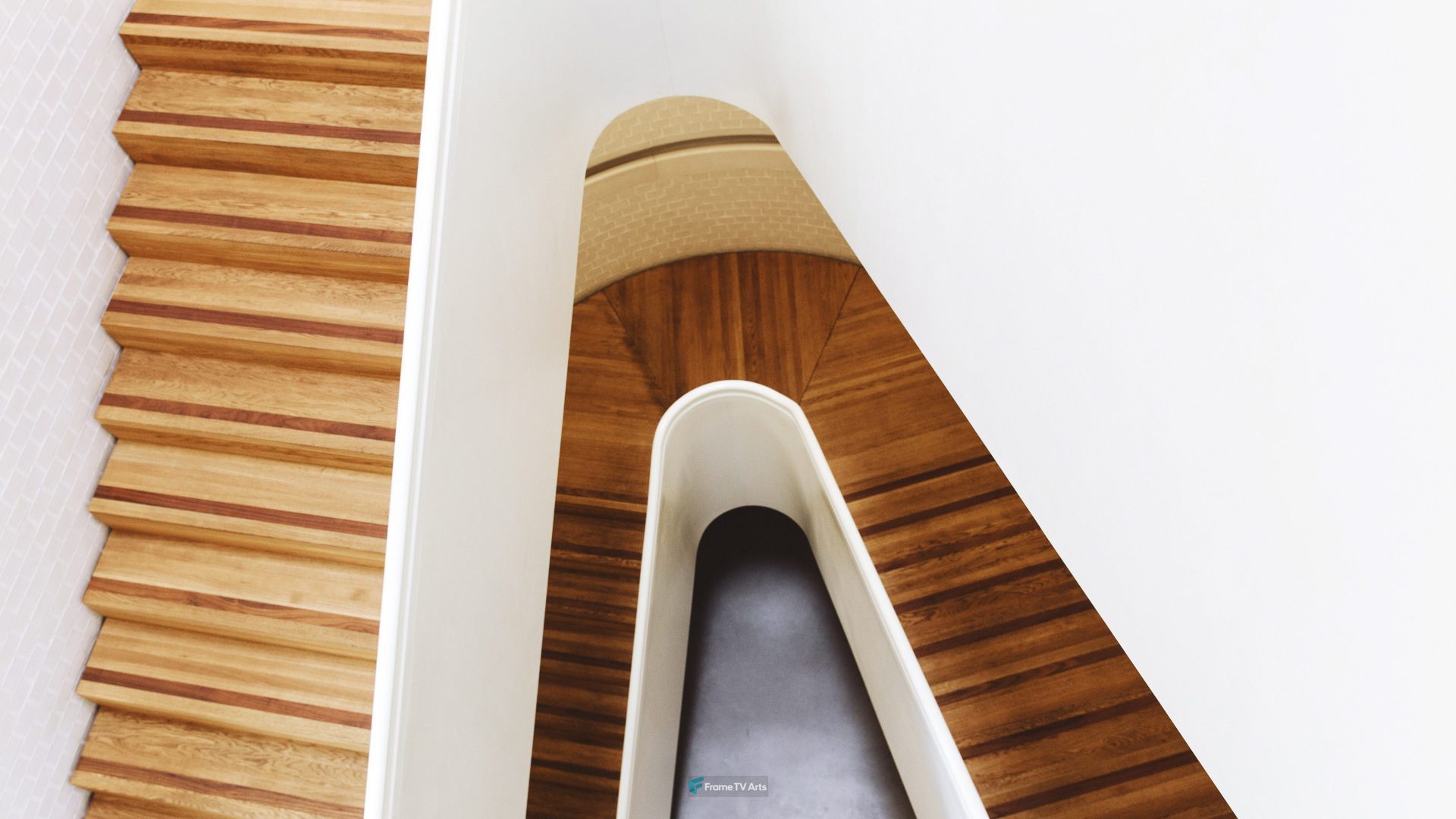 A staircase with a wood floor — Samsung Frame TV art