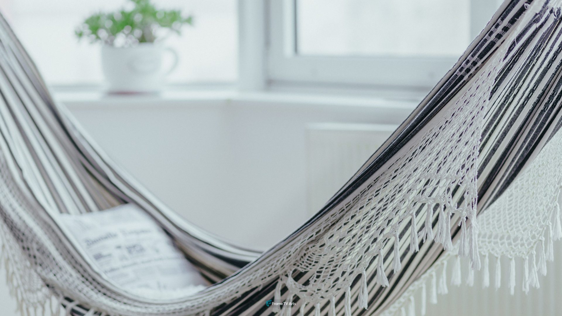 Hammock in a cozy room with natural light — Samsung Frame TV art