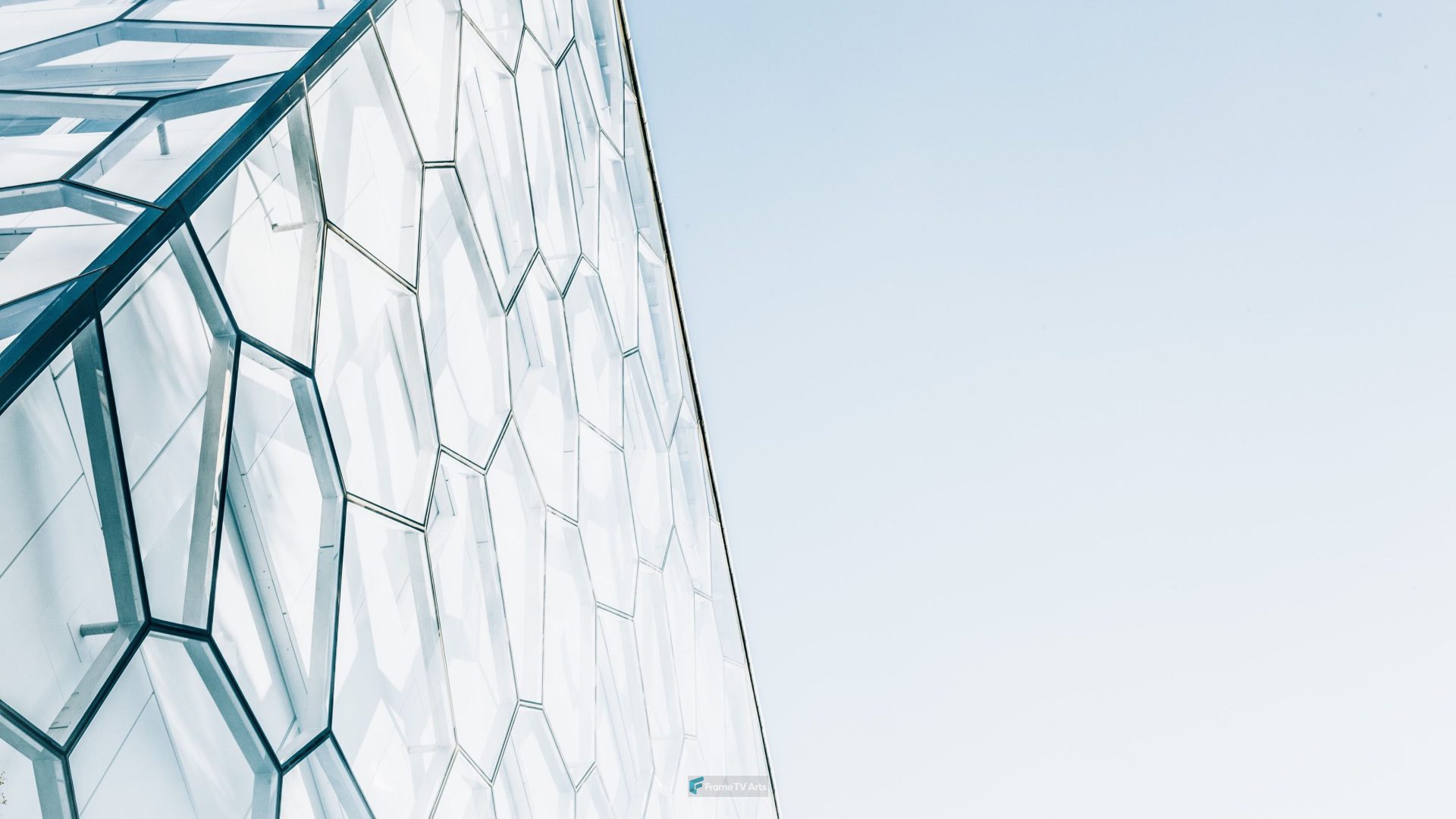 Abstract geometric glass facade of building — Samsung Frame TV art
