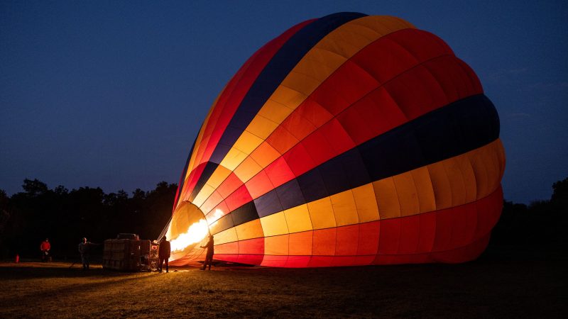 Illuminated hot air balloon at night — Samsung Frame TV art