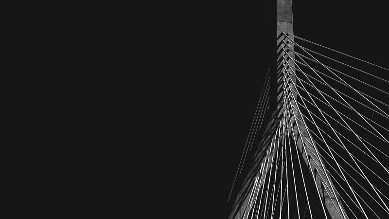 Black and white image of suspension bridge — Samsung Frame TV art
