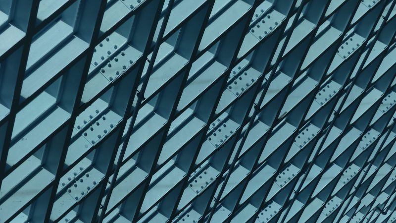 Abstract pattern of a blue geometric facade — Samsung Frame TV art