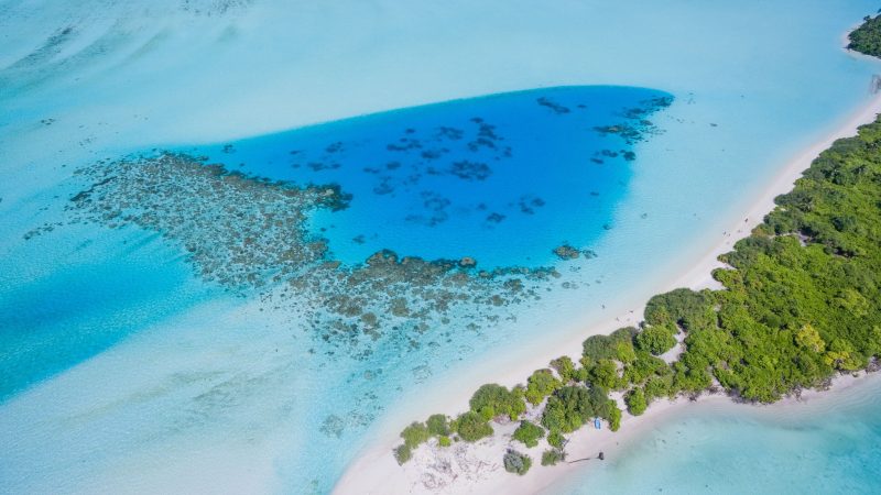 Aerial view of tropical heart-shaped reef — Samsung Frame TV art