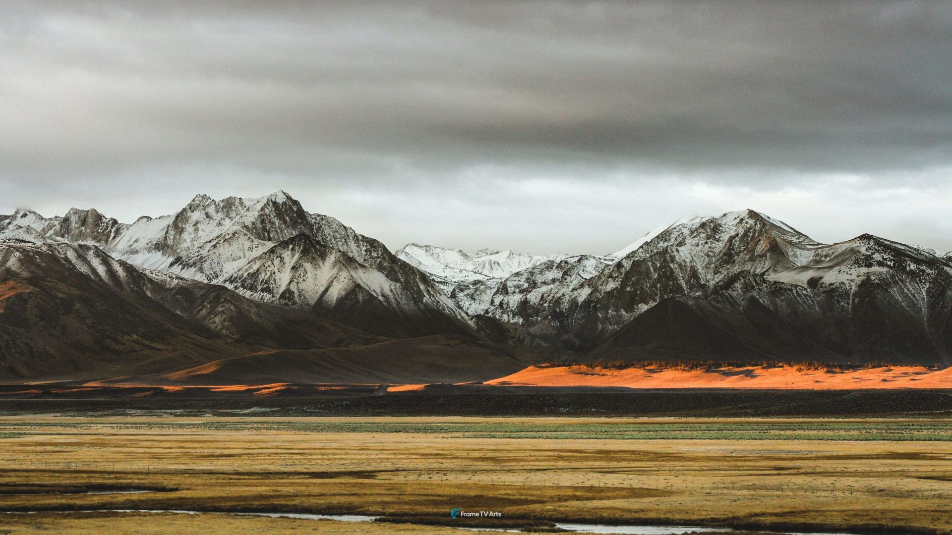 Snowy mountain peaks with orange sand dunes — Samsung Frame TV art