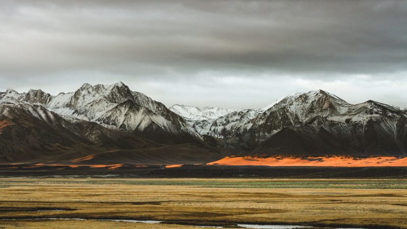 Snowy mountain peaks with orange sand dunes — Samsung Frame TV art