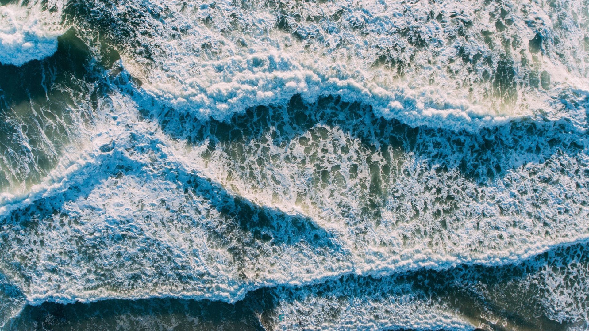 Aerial view of ocean waves crashing creating majestic patterns — Samsung Frame TV art