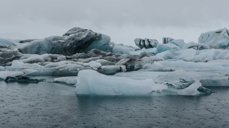 Frozen icebergs floating in a cold, gray Arctic seascape. — Samsung Frame TV art