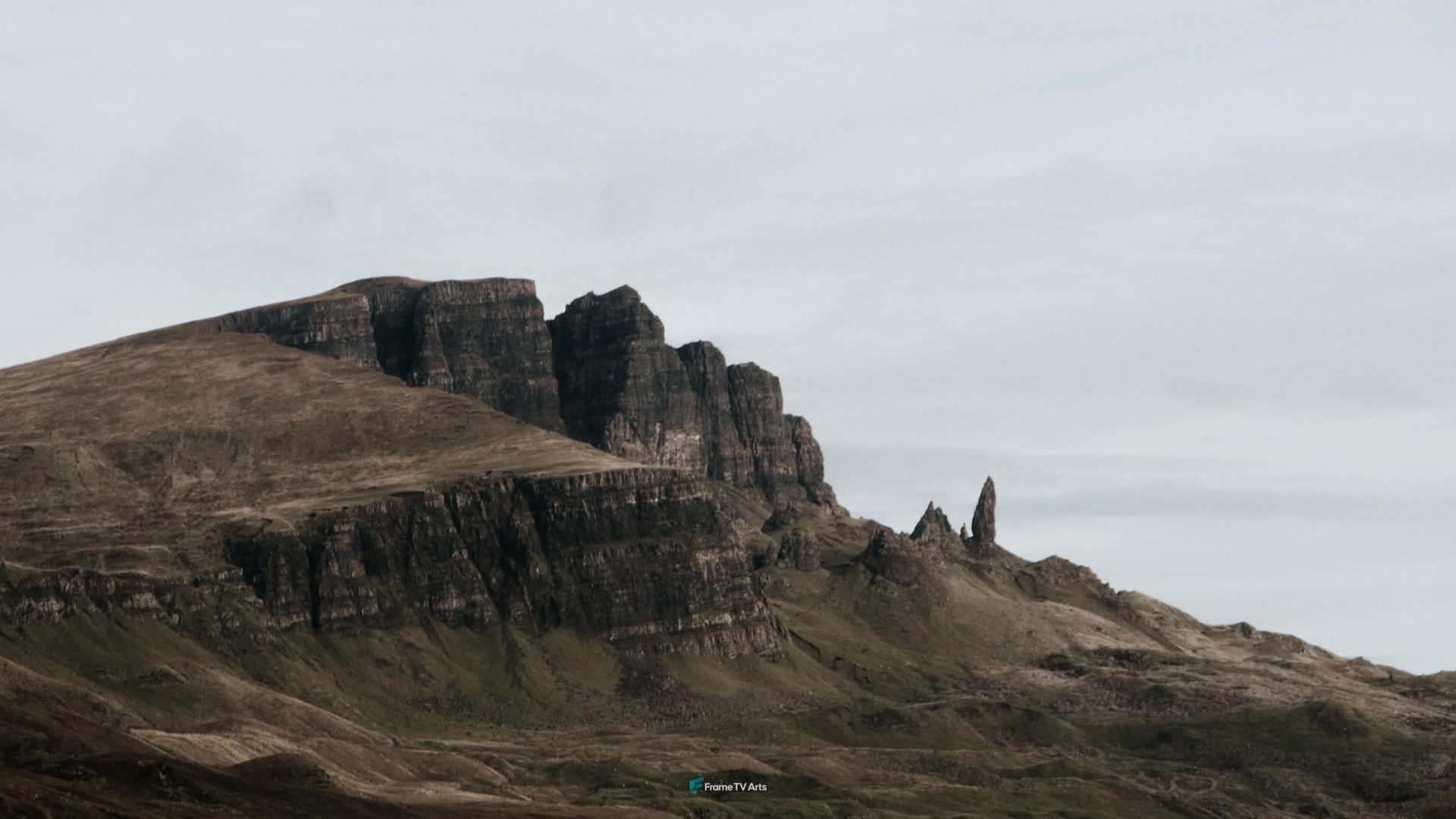 Rugged rocky mountain ridge with unique formations under blue sky — Samsung Frame TV art