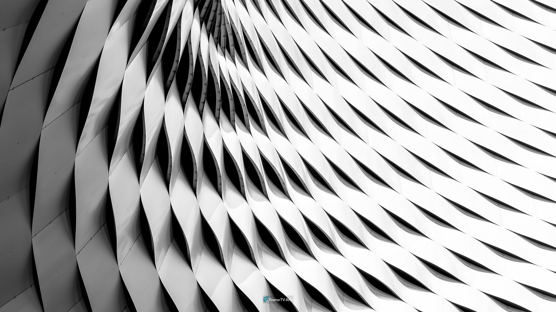 Curved abstract white pattern offering visual depth. — Samsung Frame TV art