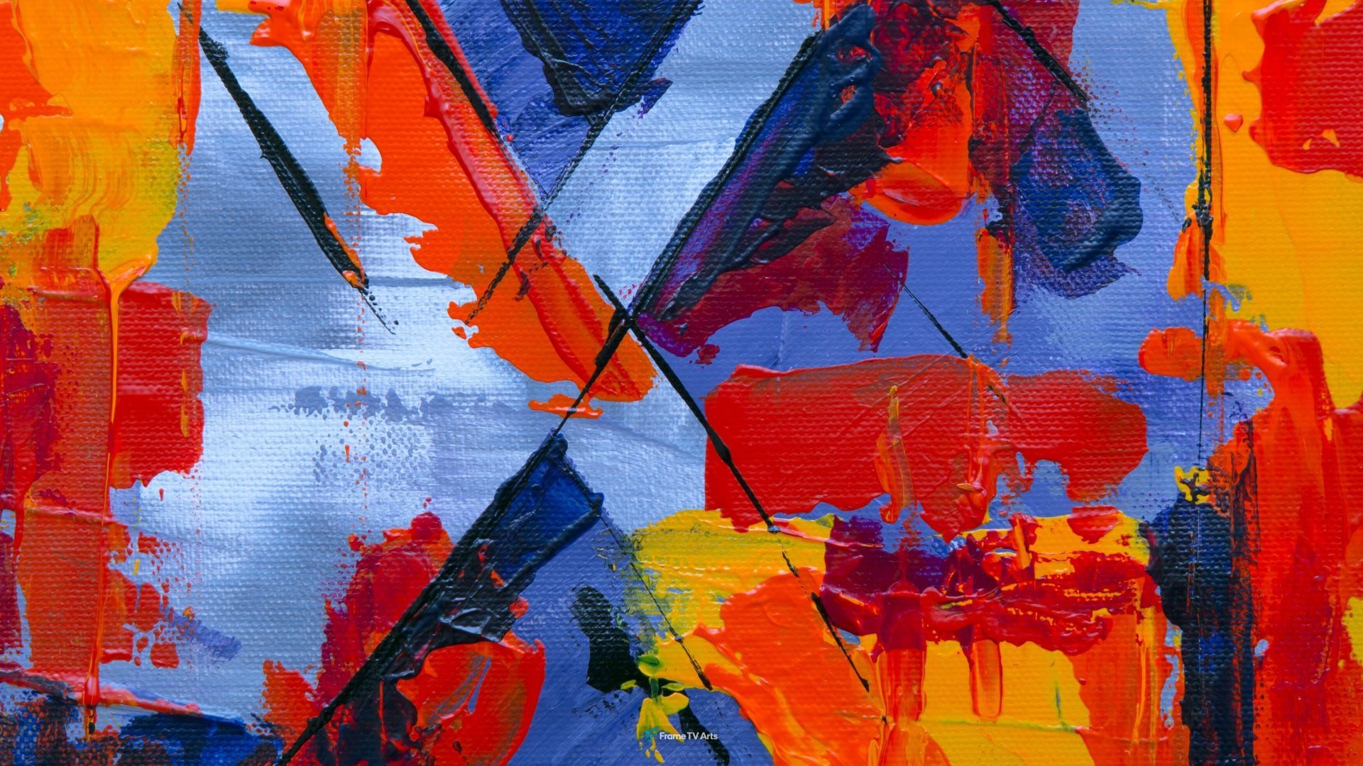 Energetic abstract painting with bold colors and lines. — Samsung Frame TV art