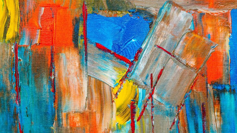 Rich textured abstract painting with geometric shapes — Samsung Frame TV art