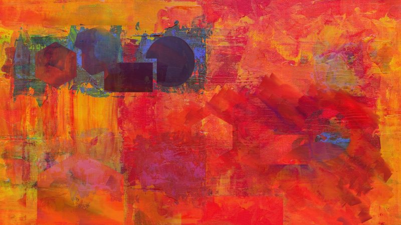 Colorful abstract painting with vibrant red and orange hues — Samsung Frame TV art