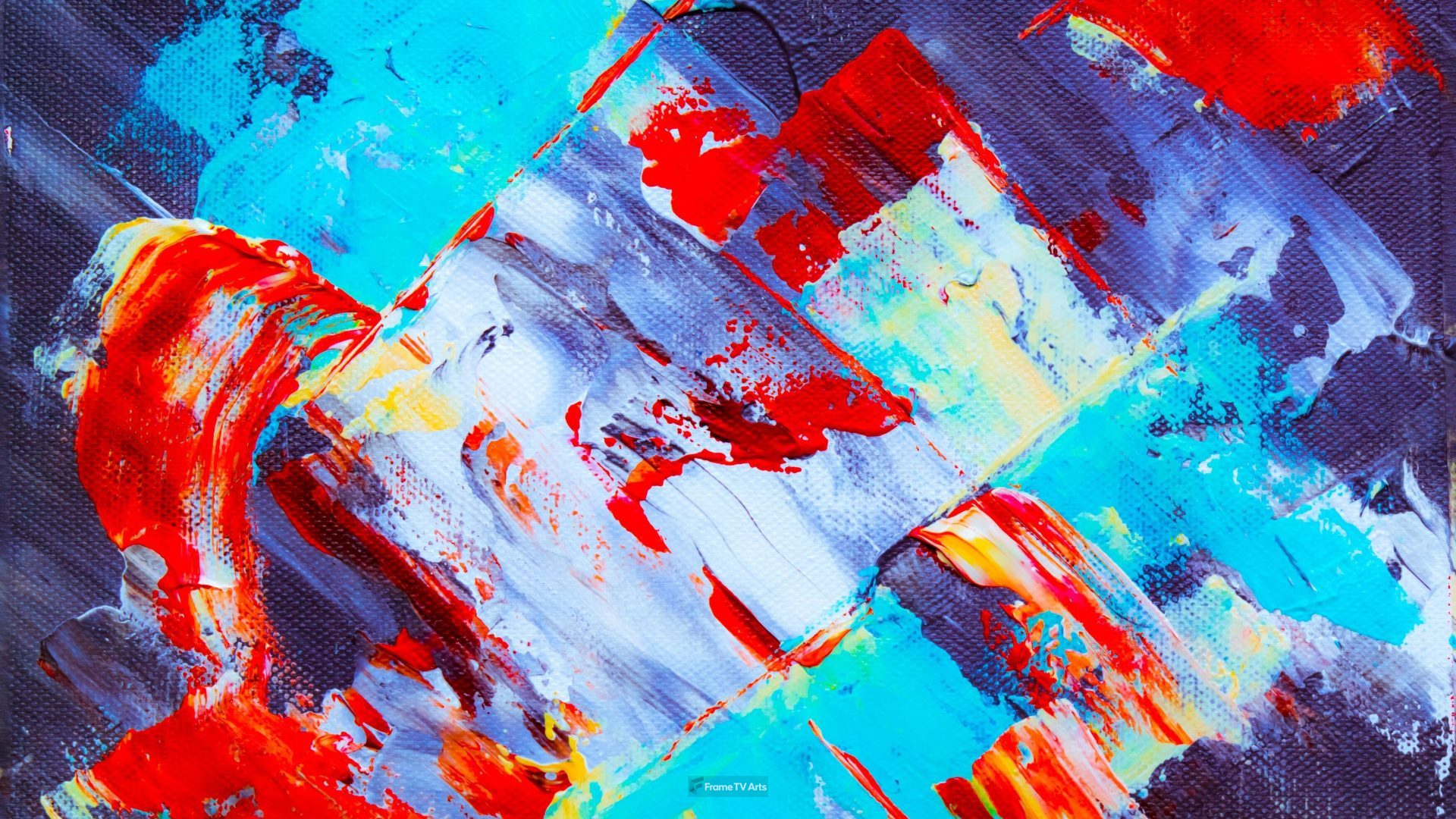Dynamic abstract painting with blue, red, and white colors — Samsung Frame TV art