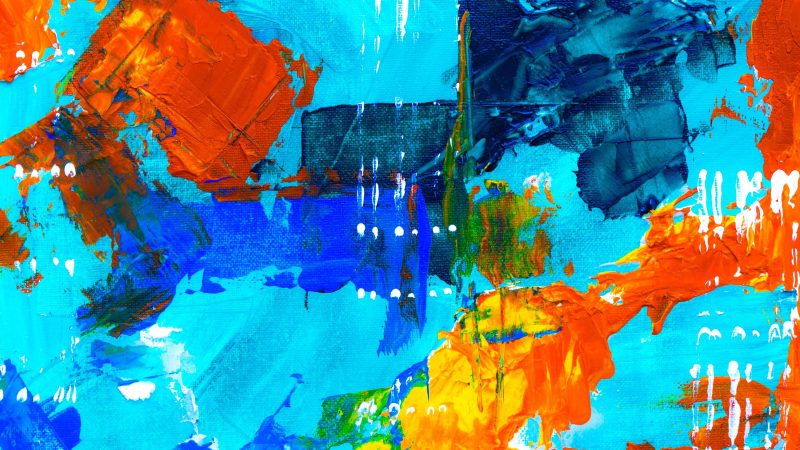 Vibrant abstract painting with blue and orange brushstrokes — Samsung Frame TV art