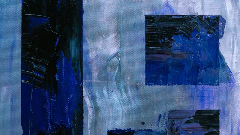 Dark abstract art with blue and black color palette — Samsung Frame TV art