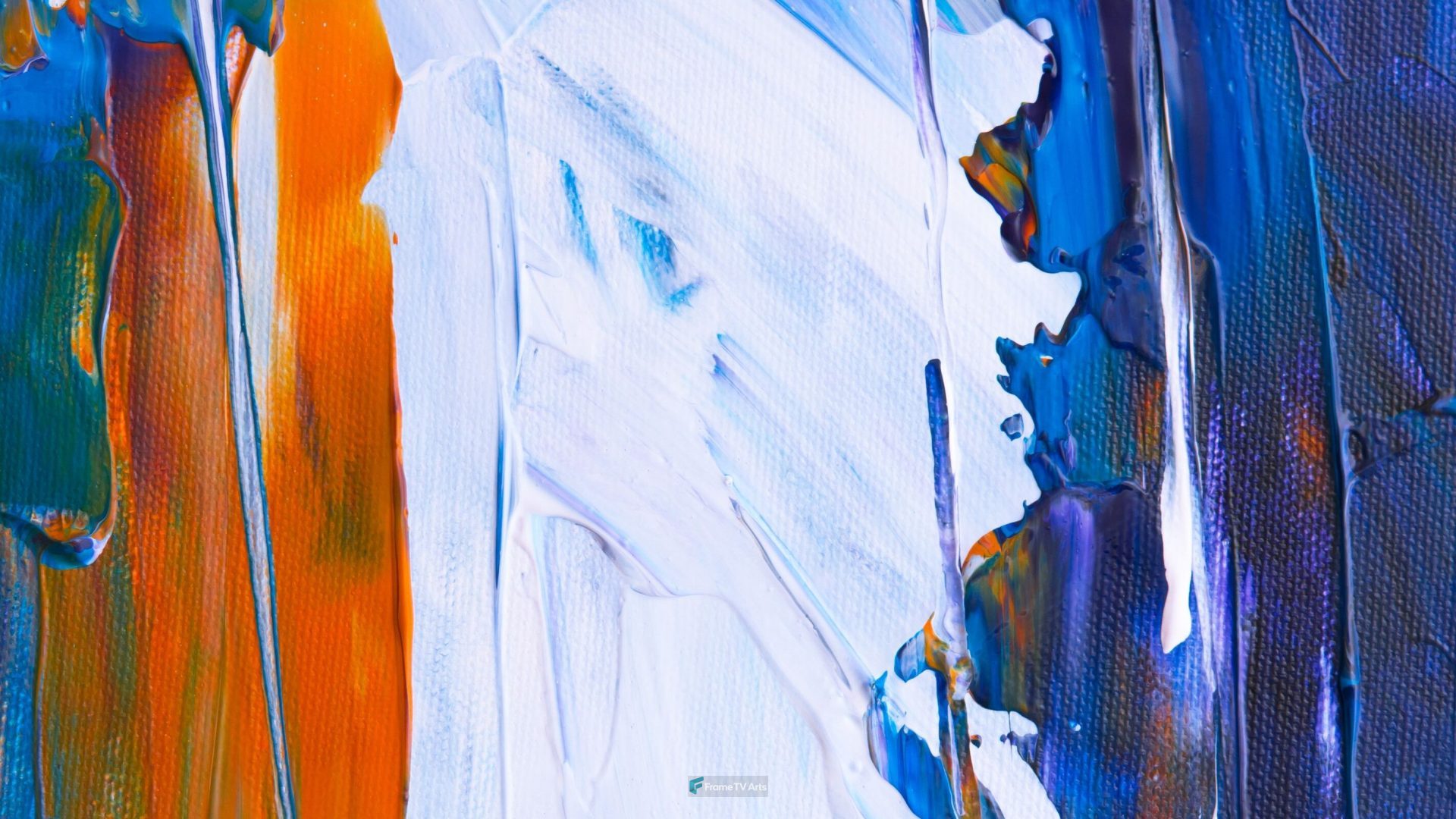 Vivid abstract art with mix of blue, white and tissues — Samsung Frame TV art